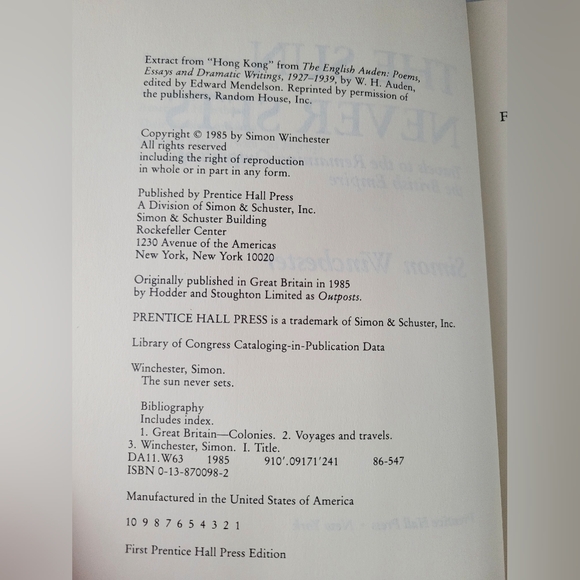 Simon WINCHESTER / The Sun Never Sets 1st Prentice Hall Press Edition 1985 HC/DJ - Picture 7 of 16